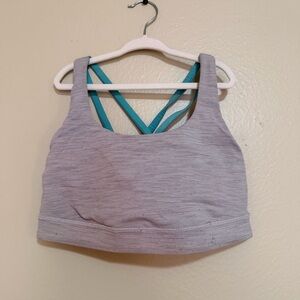 Lululemon Athletica Gray Sports Bra with Teal Straps Size 6